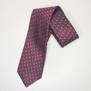 Charvet red blue silk tie 3.5"